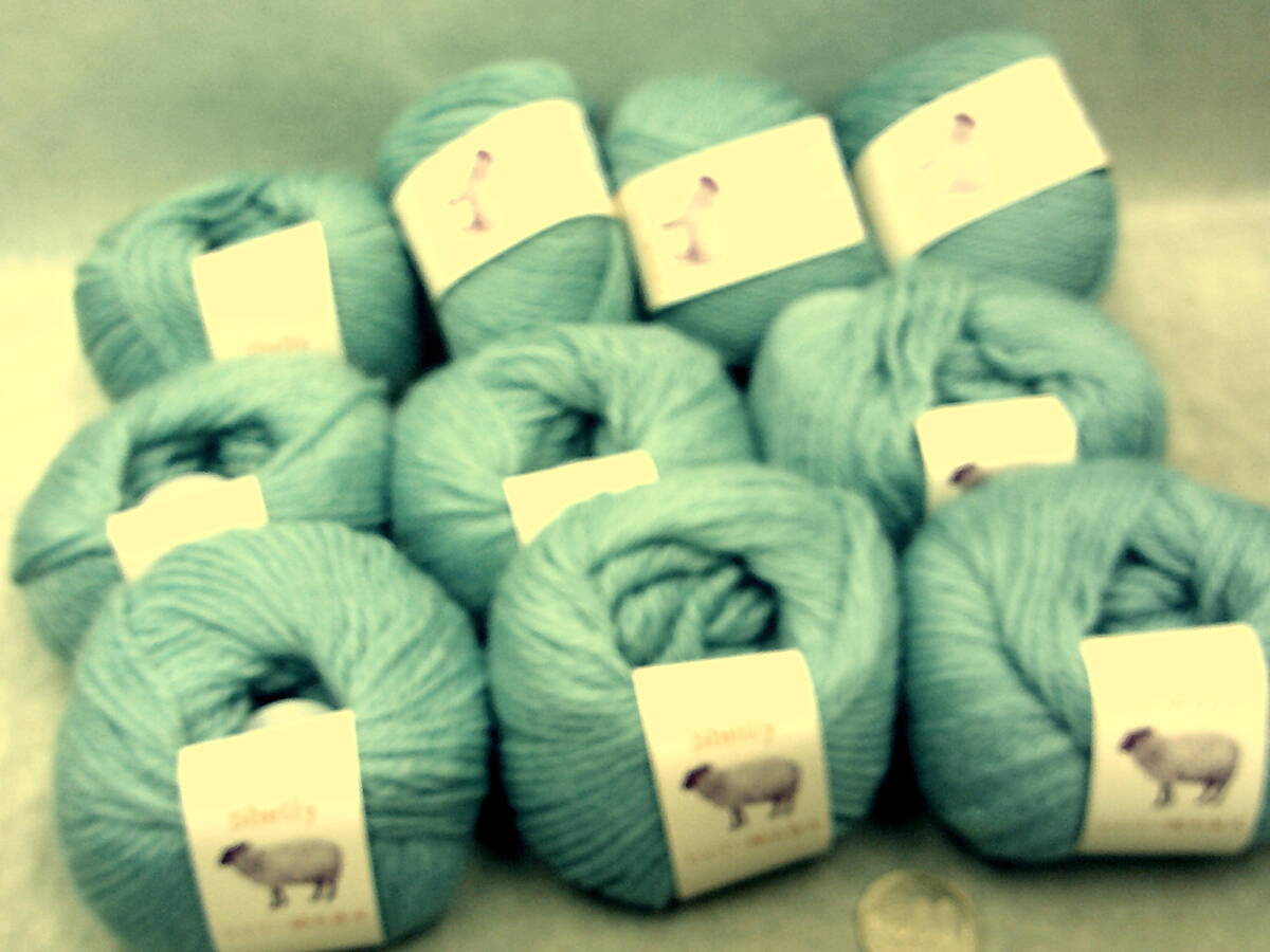 ☆シェリー並太１３☆モトヒロ☆純毛毛糸☆青磁色１０玉