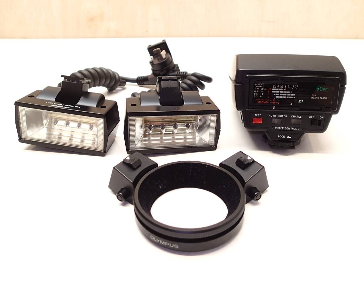 J579A オリンパス OLYMPUS T28 MACRO TWIN FLASH1　ストロボ ツインフラッシュ　通電・発光OK 希少 現状品 詳しい動作未確認の為ジャンク