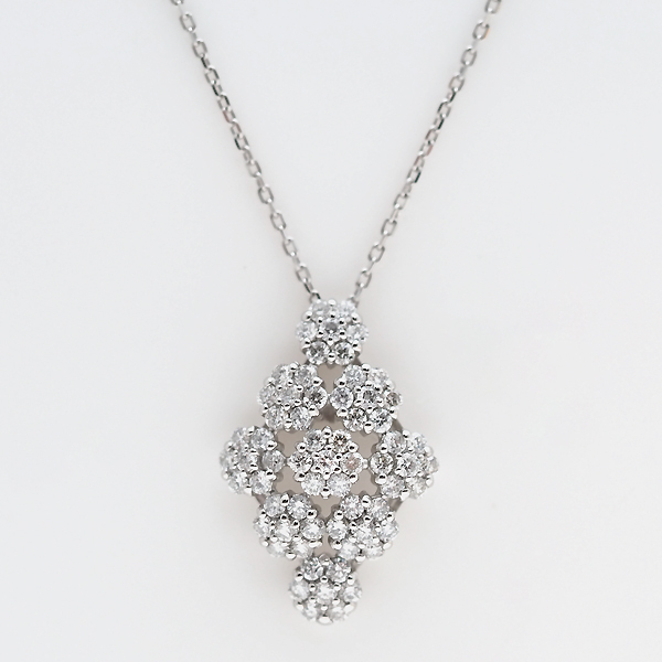 新品◎ Pt900 プラチナ ダイヤモンド0.5ctネックレス ひし形モチーフ プラチナダイヤモンドネックレス ダイヤペンダント パヴェダイヤ