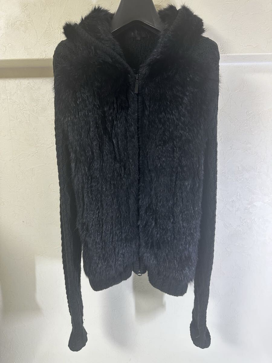 K.T kiyoko takase キヨコタカセ 毛皮付ニット 10-12IM40 アルパカ50％ アクリル50％ ラビットファー サイズ9 ブラック 女性物 レディース