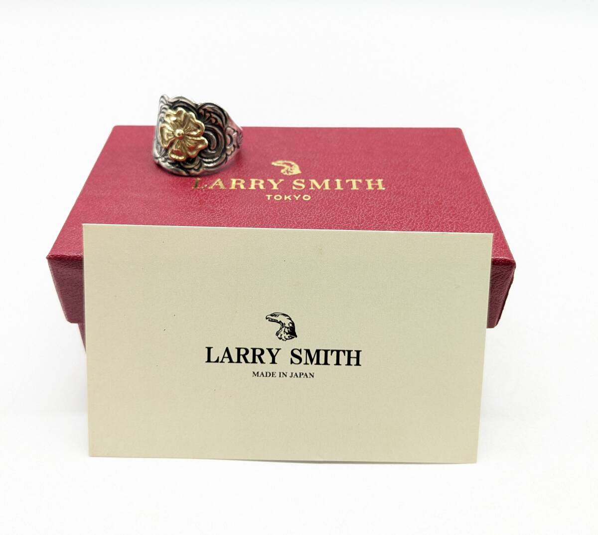 ■LARRY SMITH ラリースミス カラクサ ローズ リング RG-0095 K18×925 スターリングシルバー 唐草 ギャランティ 保証書 指輪 21号