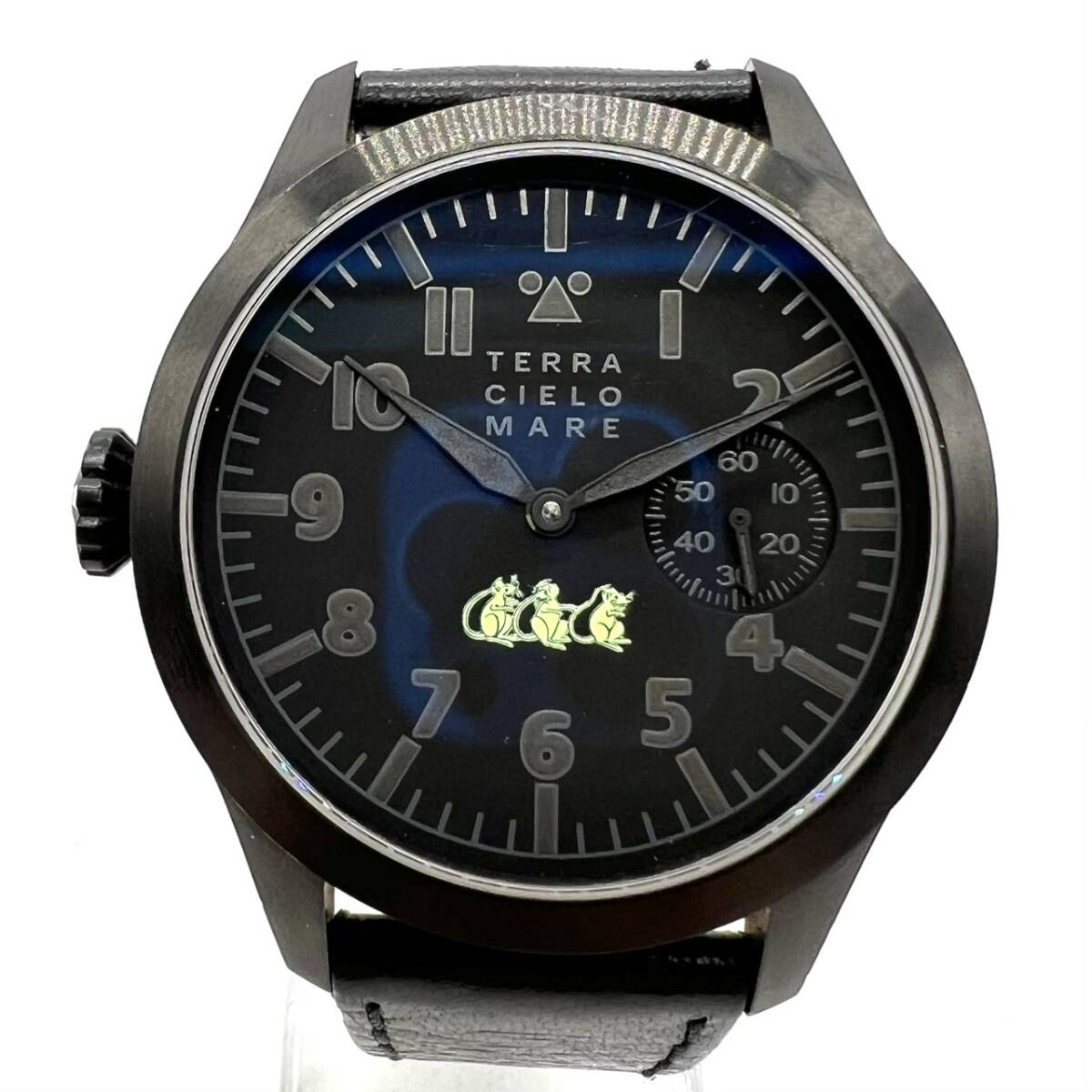■【稼働品】 TERRA CIELO MARE テッラチェロマーレ マンチーノ ノットゥルノ 300本限定 手巻き ブラック 黒文字盤 スモセコ 腕時計