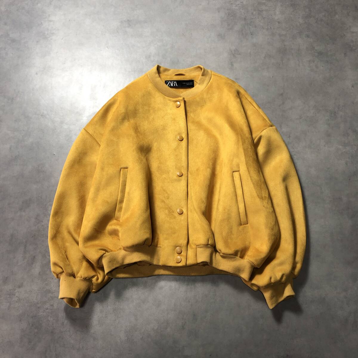 WQ922●ZARA：フェイクスエードブルゾン ●XS● イエロー系 モールスキン ジャケット ジャンパー ザラ 