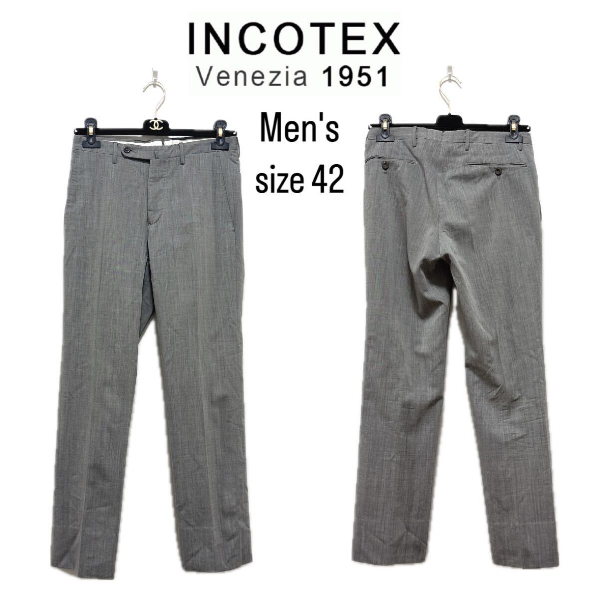 【INCOTEX】グレー スラックス（42）【メンズ】 インコテックス パンツ　メンズ