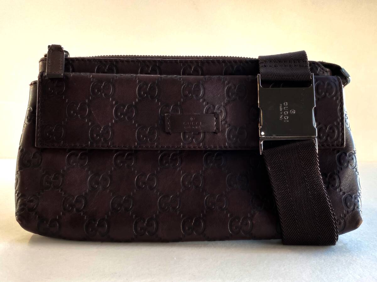 【即決】 GUCCI 162916 ボディーバッグ グッチシマ ブラウン ショルダーバッグ ウエストバッグ グッチ 