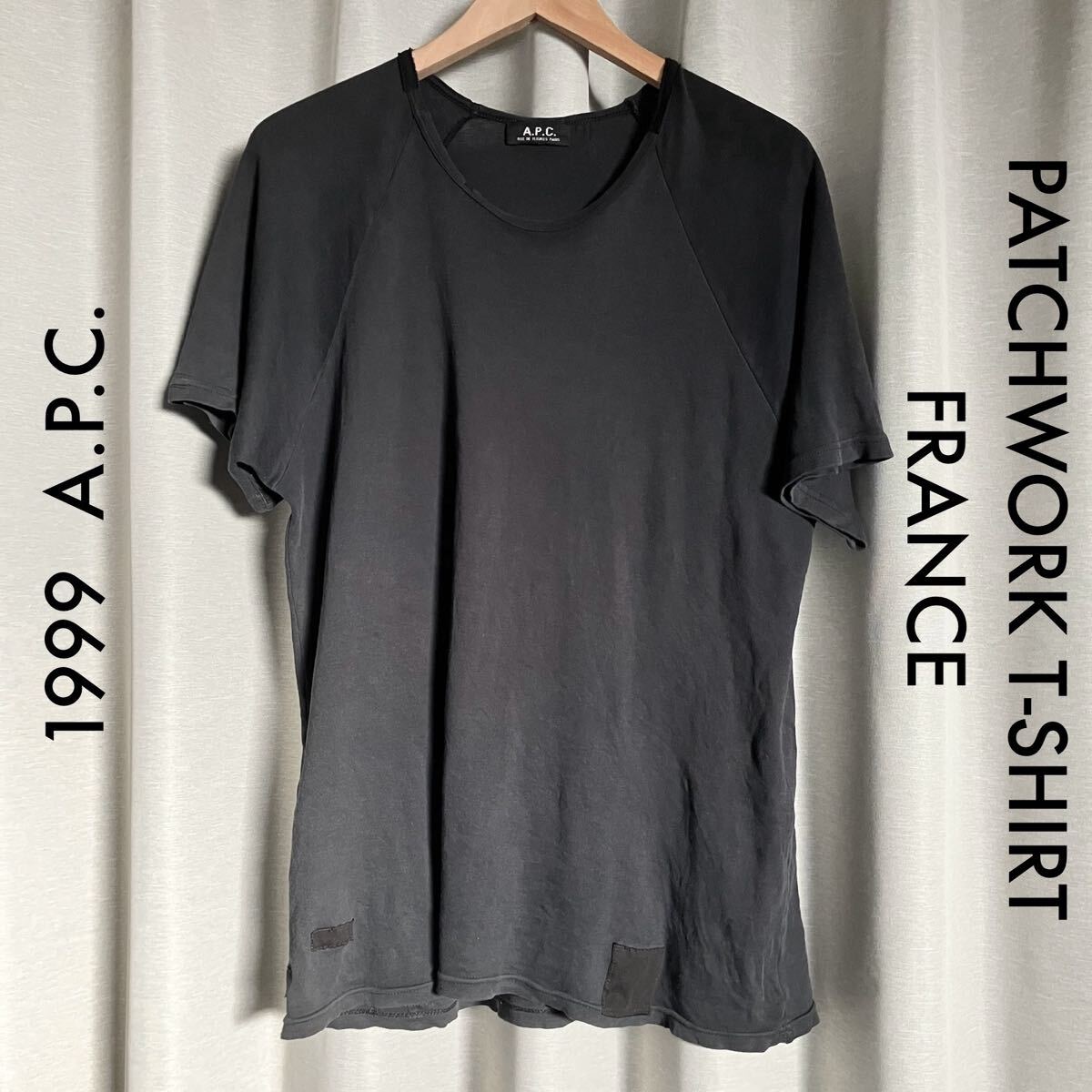 90s APC 黒 Tシャツ カスタム パッチワーク プレヴィンテージ L A.P.C. アーペーセー アーカイブ フランス