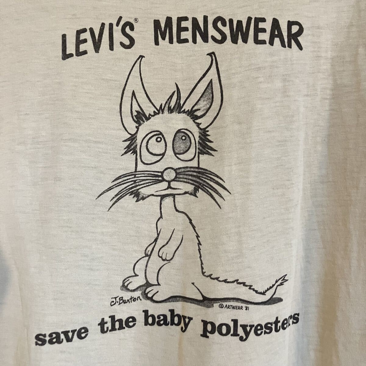 希少 80s LEVI'S ヴィンテージ Tシャツ ベージュ M リーバイス 丸胴 J.Berton