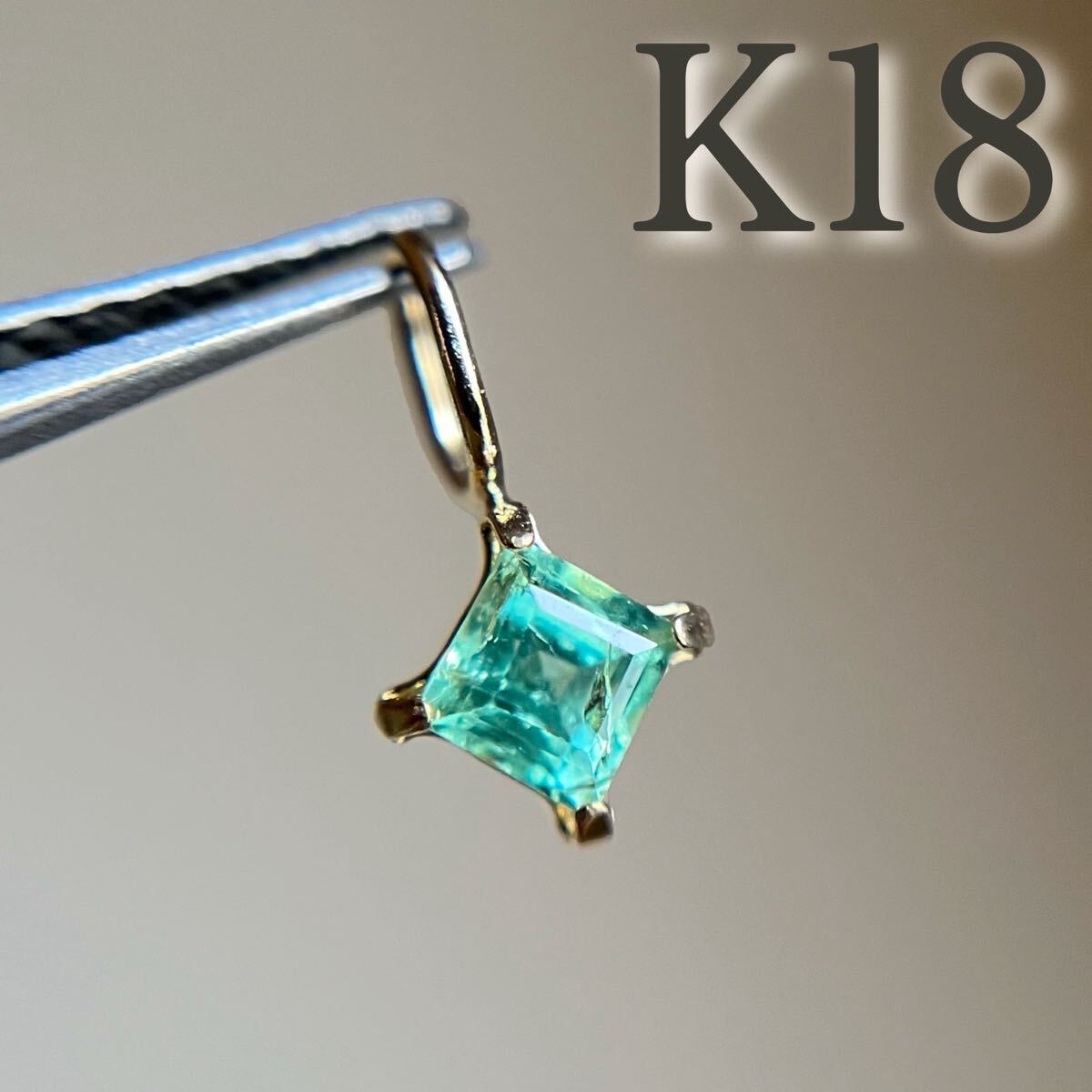K18 タンザニア産コーネルピン　スクエアカット　ペンダントトップ　希少