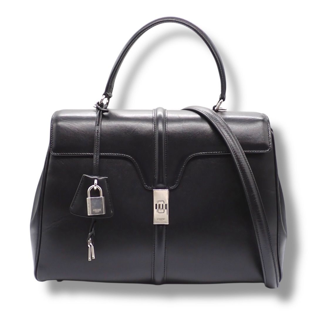 セリーヌ CELINE 16セーズ クラシック ショルダーバッグ 2way ブラック カーフスキン レザー ハンドバッグ クラシック 16（セーズ） 4451