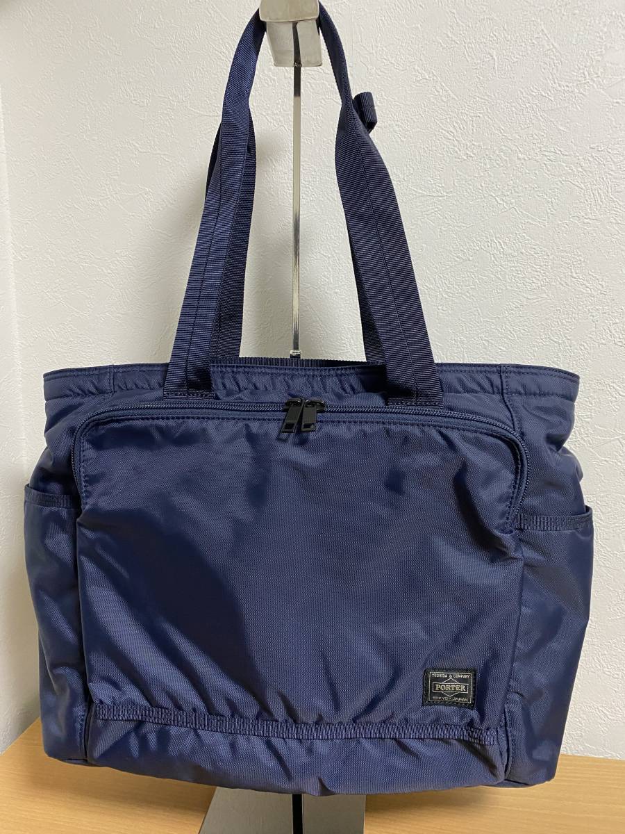 新品同様●定価38500円●PORTER 吉田カバン ポーター PORTER FLASH フラッシュ トートバッグ 品番：689-05948 ネイビー 吉田カバン