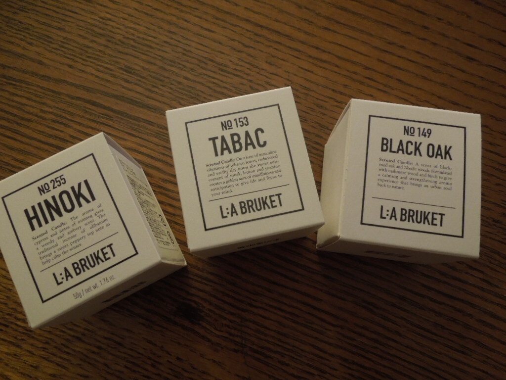 ラ ブルケット　L:a Bruket キャンドル タバコ ヒノキ ダークオーク 50g ×3 スウェーデン製 