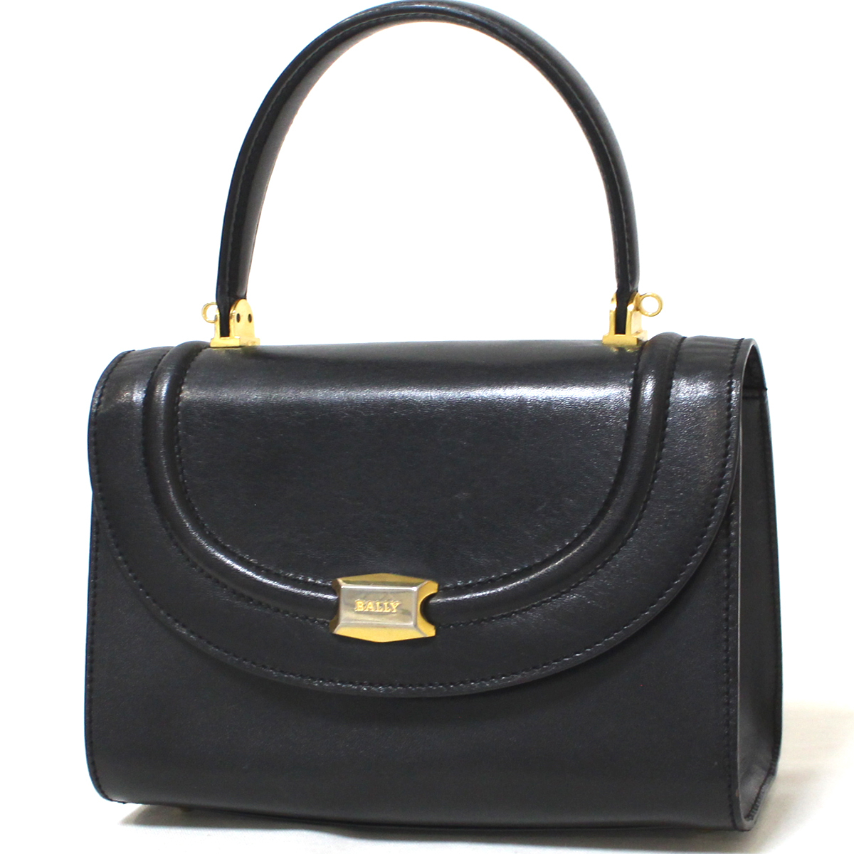 BALLY バリー レザー ハンドバッグ ブラック ゴールド金具 フォーマル ミニバッグ 18cm