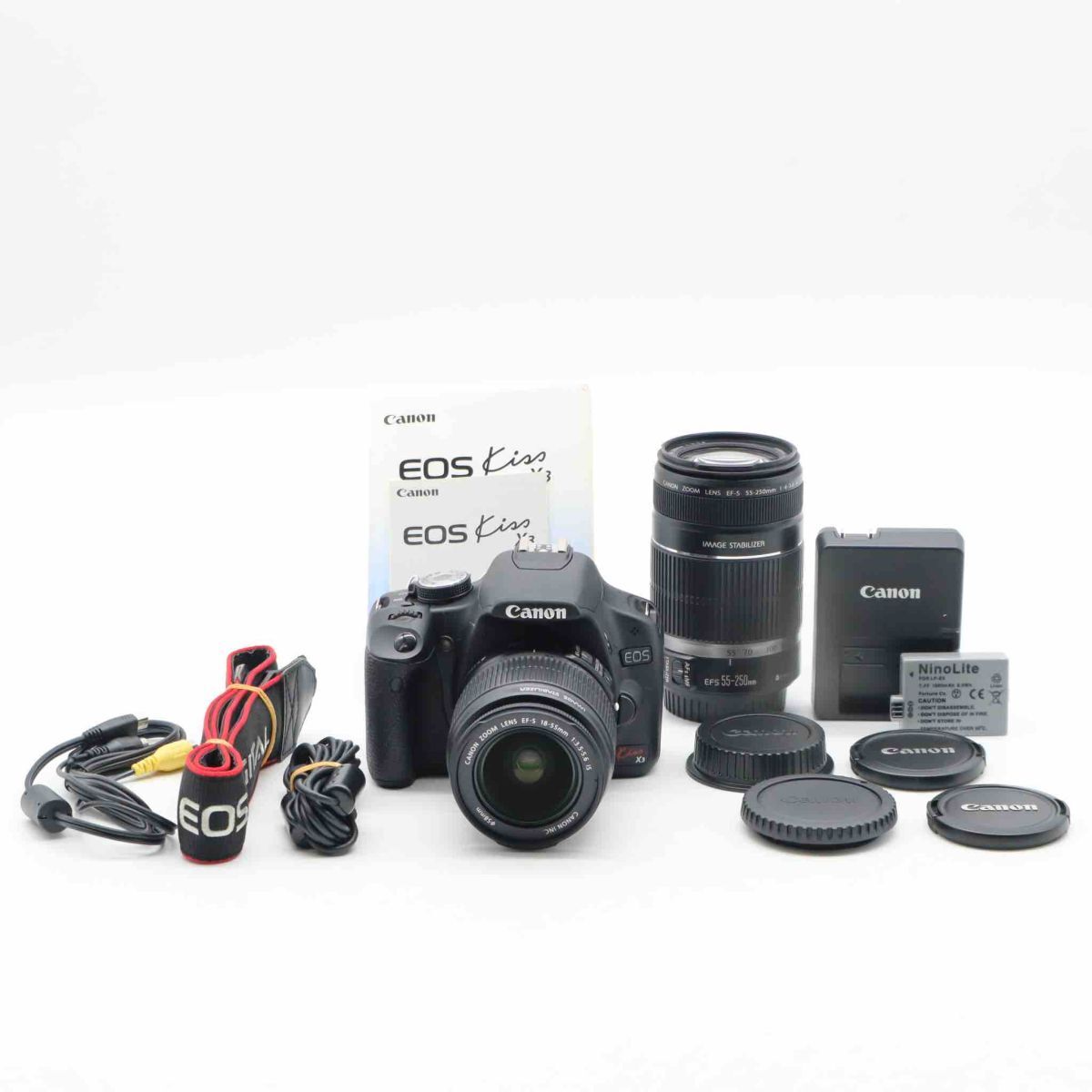 超美品★ Canon EOS Kiss X3 ダブルズームキット EF-S 18-55mm IS & 55-250 IS #743-1