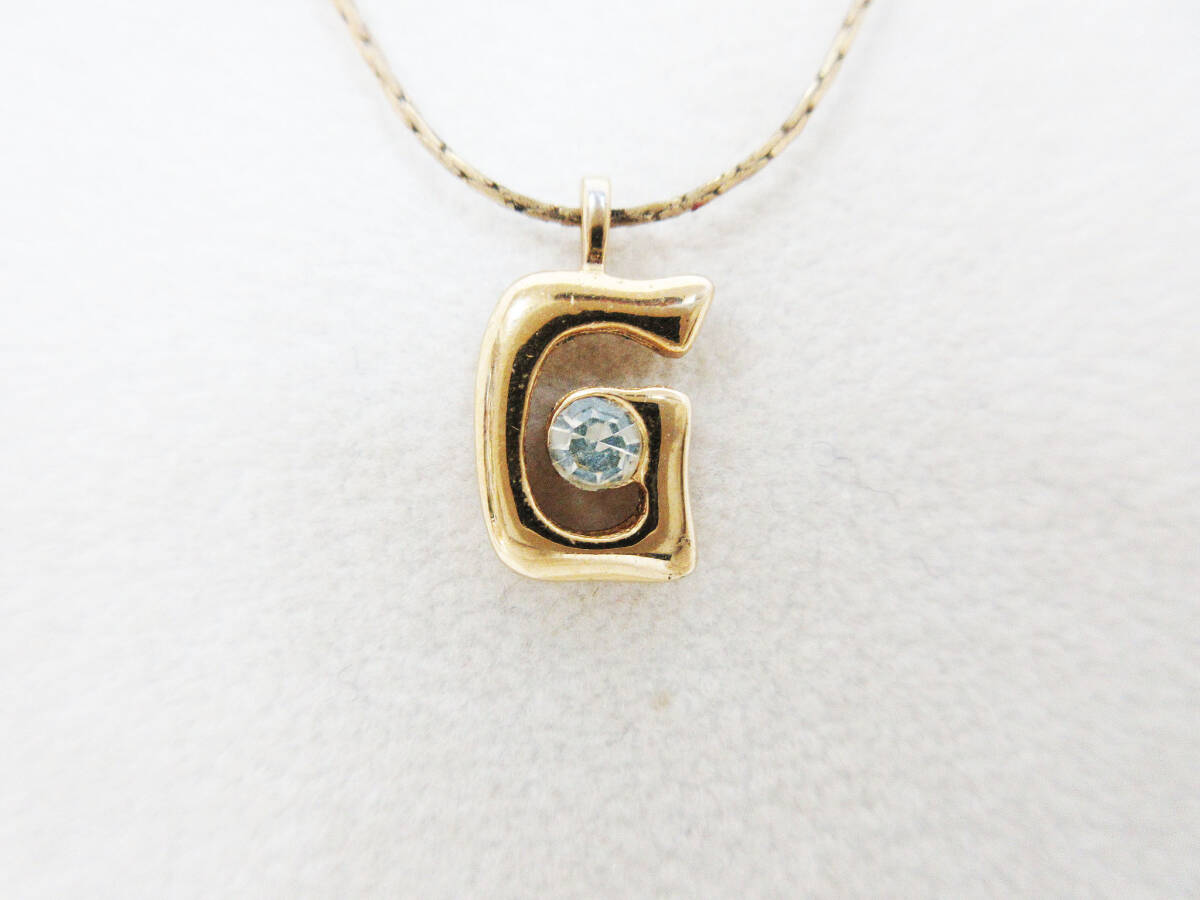 aab3142 ジバンシー GIVENCHY ネックレス ストーン Gトップ ゴールドカラー