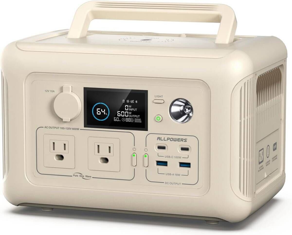 新品　アップグレード品 ALLPOWERS R600 ポータブル電源 大容量 299Wh リン酸鉄 モバイルバッテリー 600W高出力小型 ポータブルバッテリー