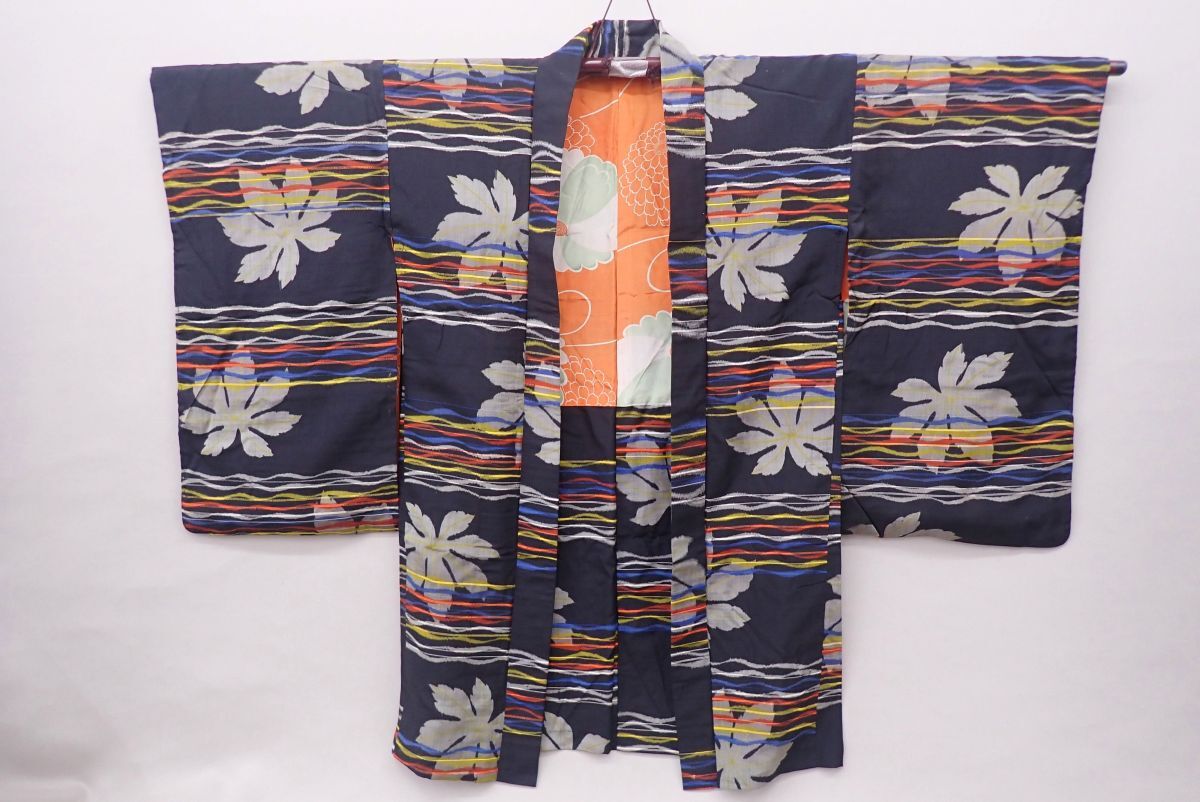 ■長羽織03 アンティーク 大正ロマン 正絹 銘仙■和装品/和装小物/消費税0円