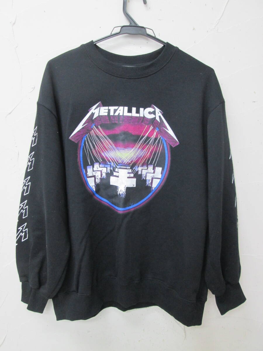 (3)♪METALLICA メタリカ レディース スウェット トレーナー サイズM ブラック 