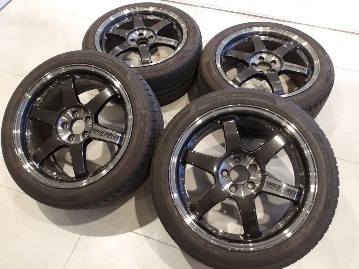 H 送料無料 鍛造 RAYS TE37 SL 23年製 バリ山 17 5H100 8.5J+45 225/45R17 GR86 スバル BRZ インプレッサ カローラスポーツ レイズ ボルク