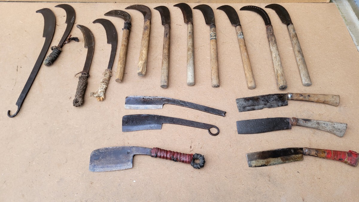 鉈 なた 古道具 大工道具 薪割り アウトドア 土佐 銘有り 無し まとめて 18本 刃物 中古品 2