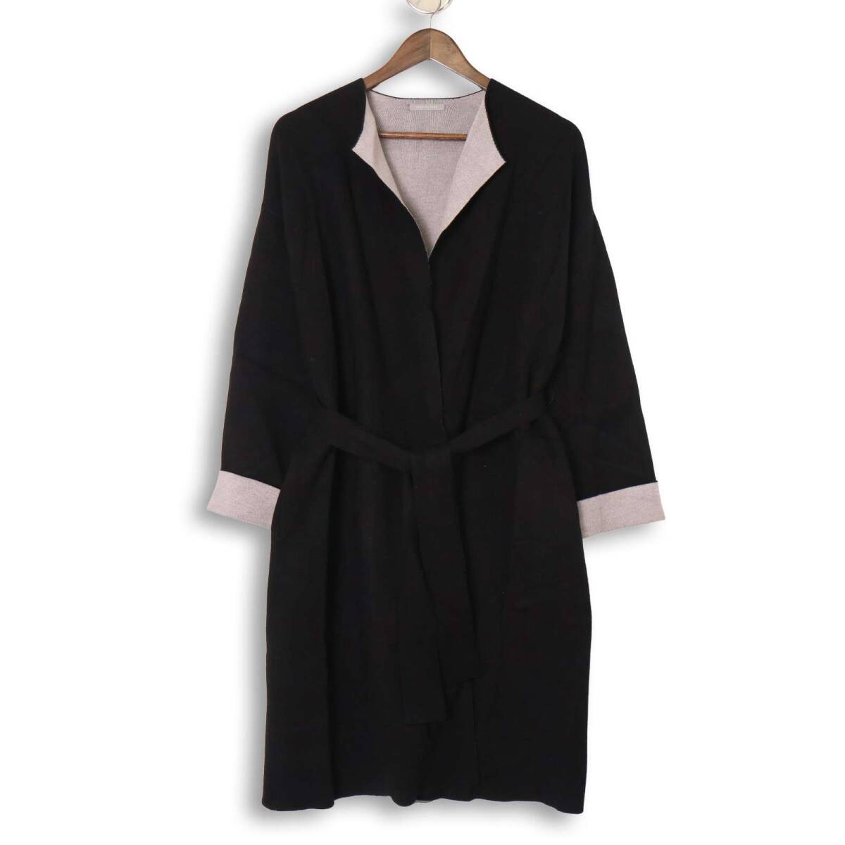 theory luxe セオリー リュクス 秋冬 ニット★ レーヨン カーディガン ガウン 羽織り Sz.38 レディース 黒