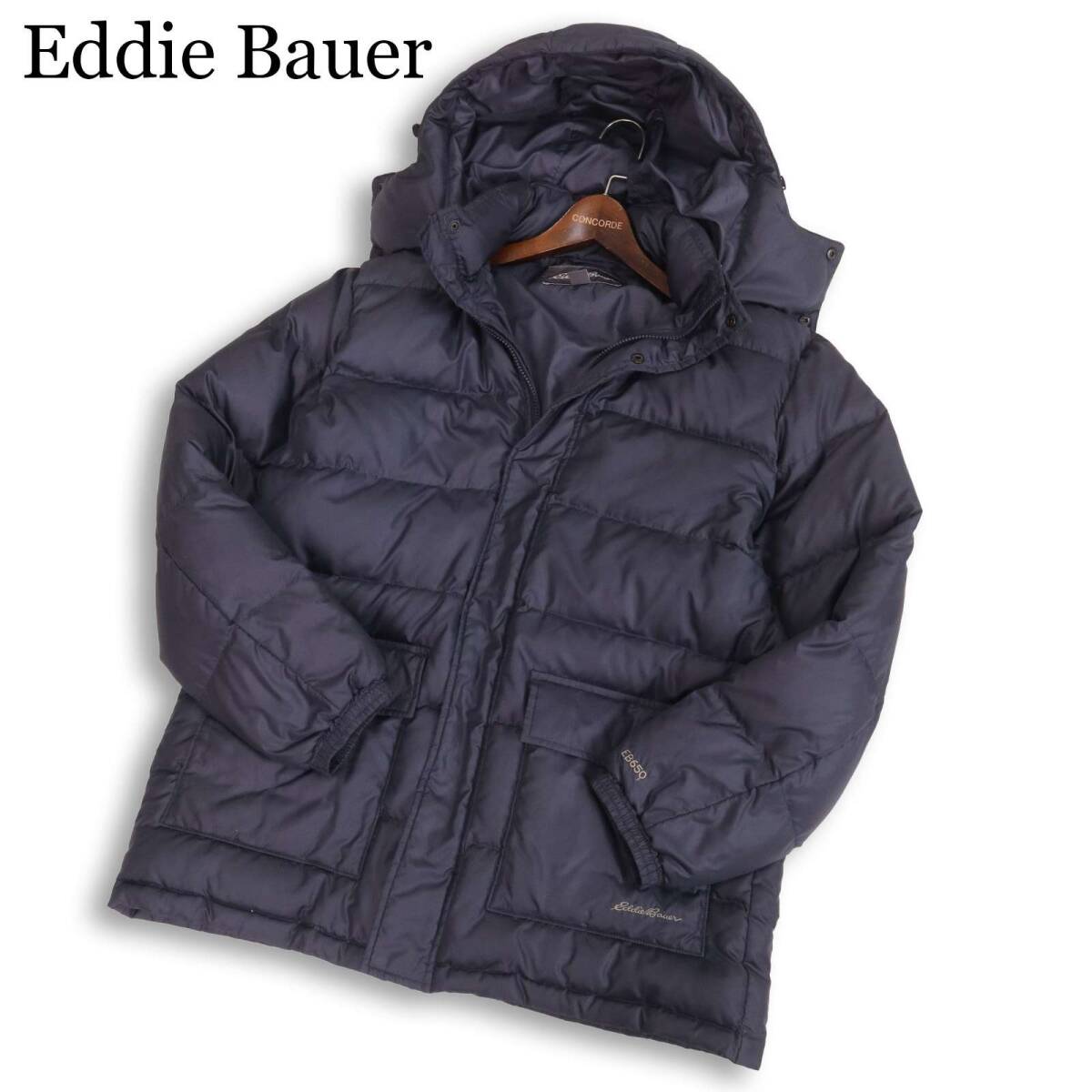 Eddie Bauer エディーバウアー EB650 フィルパワー★ 秋冬 フーディー ダウン ジャケット Sz.M　メンズ ネイビー アウトドア