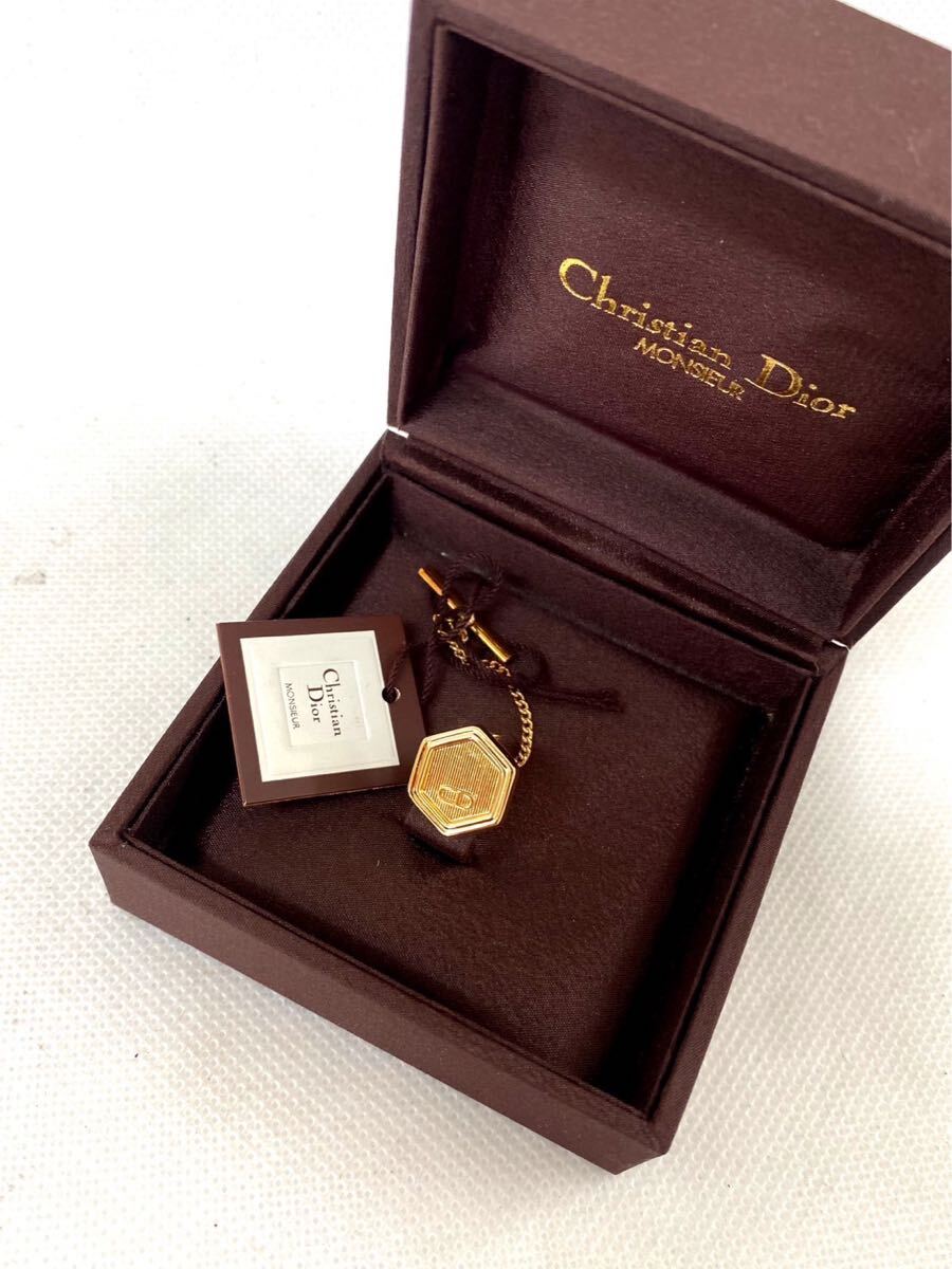 美品 Christian Dior クリスチャンディオール カフス カフスボタン ロゴ ゴールド メンズ アクセサリー 箱付き hm112603