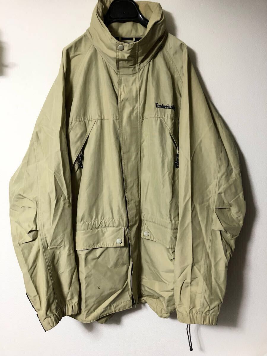 Timberland オールド 99年製 マウンテンシェル パーカ ジャケット カーキ 立体肘 ハンティング フード付き 1999 オーバーサイズ
