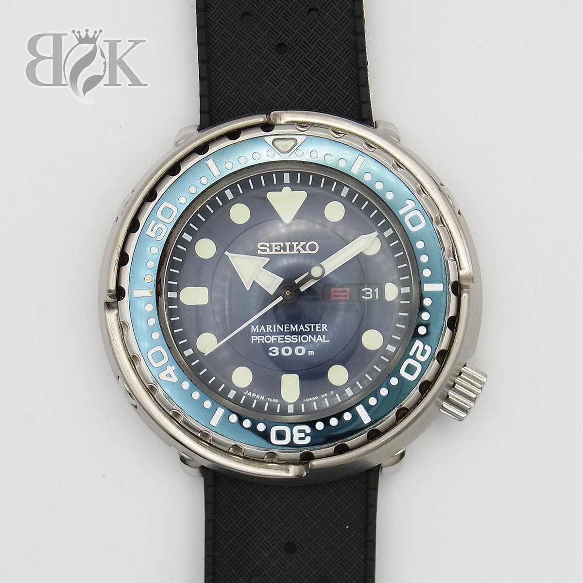 セイコー マリーンマスター SBBN037 7C46-0AG0 ツナ缶 クォーツ SS 社外バンド ネイビー ∞