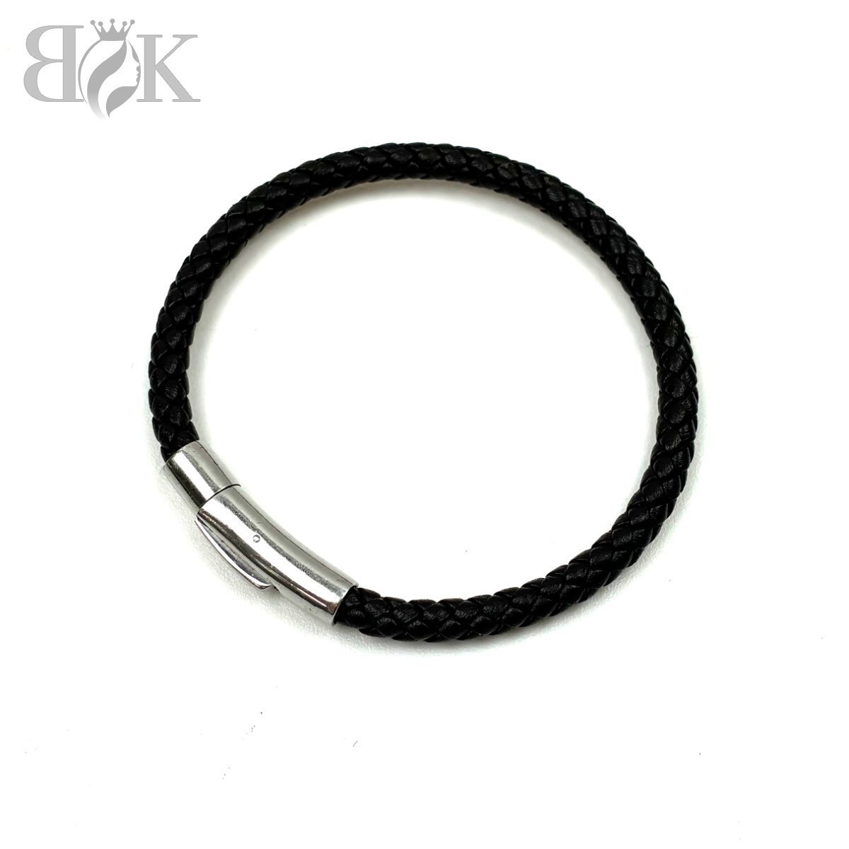エレガット レザー 編み込み ブレスレット ブラック系 アクセサリー メンズ ELEGATTO 中古 ＃