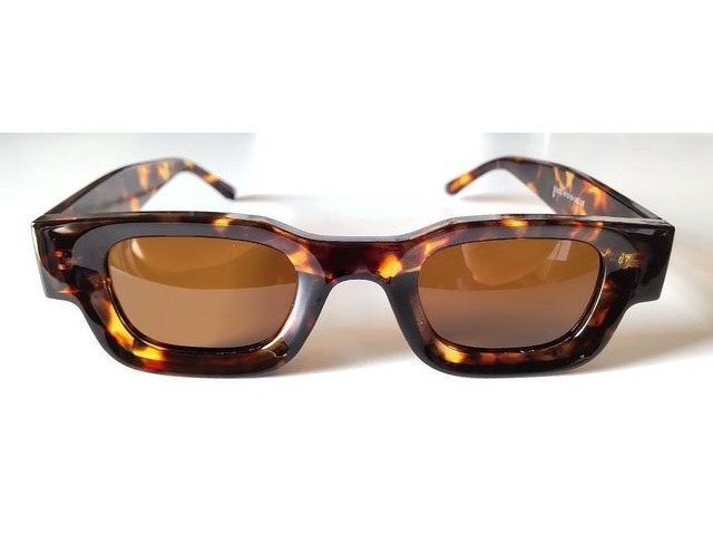 Square thick スクエア メガネ サングラス べっ甲×ブラウン 02