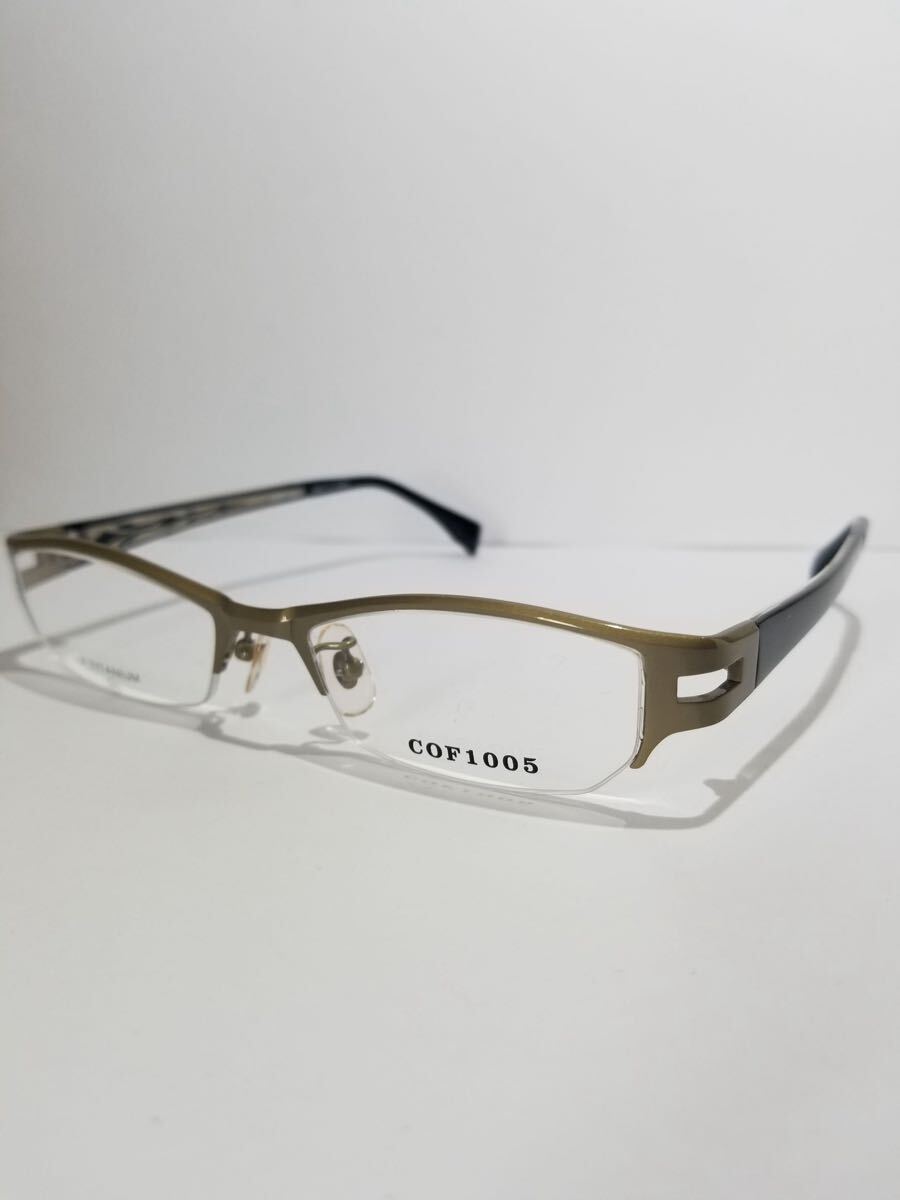 未使用 眼鏡 メガネフレーム COF1005 OG ハーフリム チタンフレーム 国産 日本製 MADE IN JAPAN 50口18-140 EP-2