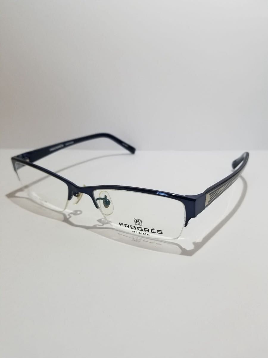 未使用 眼鏡 メガネフレーム PROGRES HOMME PG-3312 C-3 ハーフリム チタンフレーム 国産 日本製 MADE IN JAPAN 53口18-140 F-1