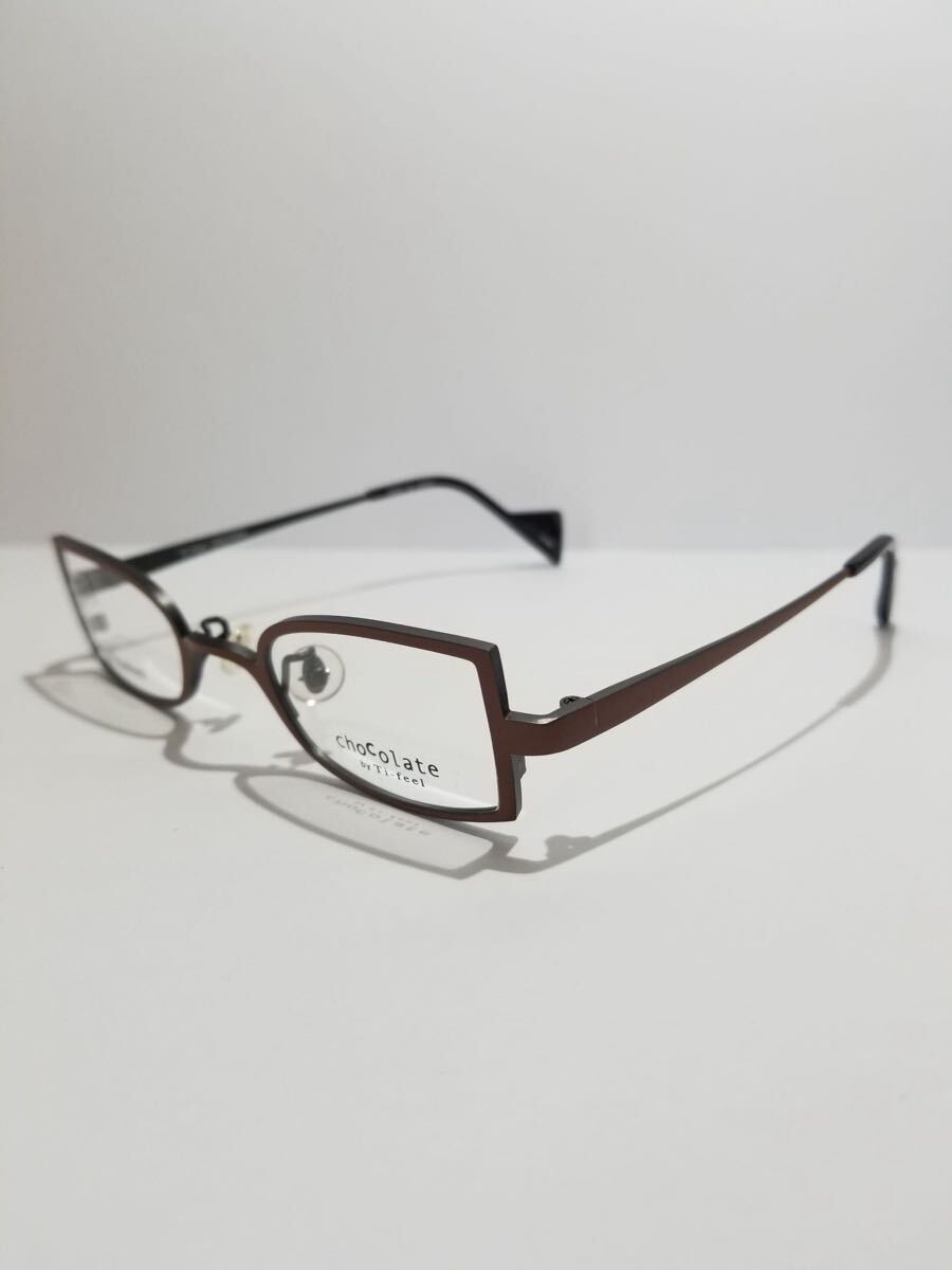 未使用 眼鏡 メガネフレーム Ti-feel chocolate BLANC 192/24 軽量14g フルリム チタンフレーム 日本製 MADE IN JAPAN 41口23-138 BI-1