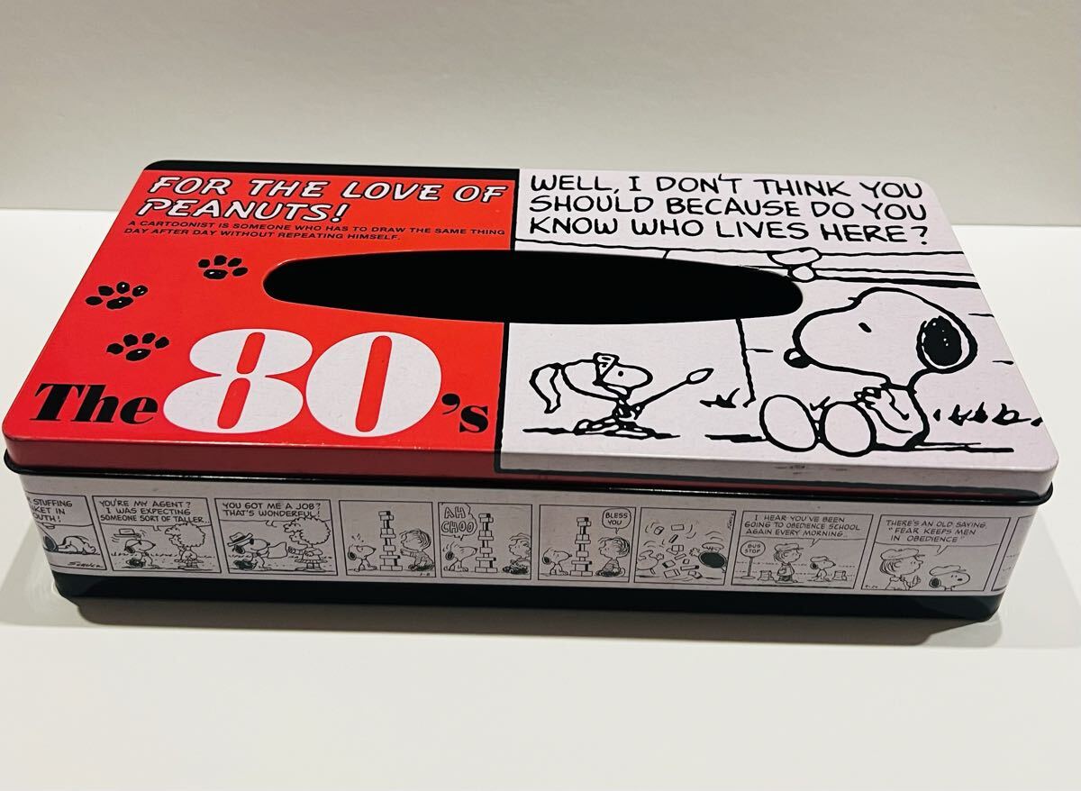☆ 送料無料 ☆ 美品 即決 PEANUTS SNOOPY スヌーピー ティッシュケース ☆ 缶 カバー 