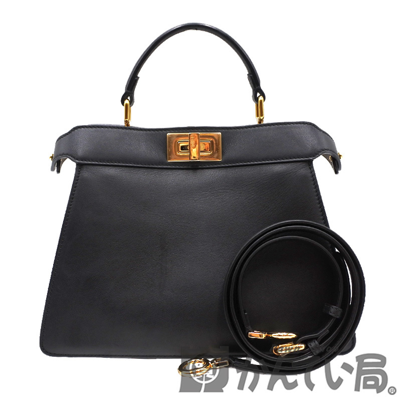 23314 FENDI【フェンディ】ピーカブー アイシーユー スモール 8BN327 AQ09 2WAYバッグ レザー ブラック ハンドバッグ ショルダーバッグ