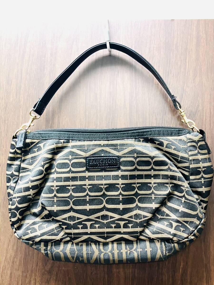 1円スタート 【現状品】フォション FAUCHON PARIS バッグ ハンドバッグ カバン 横幅約28㎝ 縦約18㎝ 持ち手高さ約13㎝