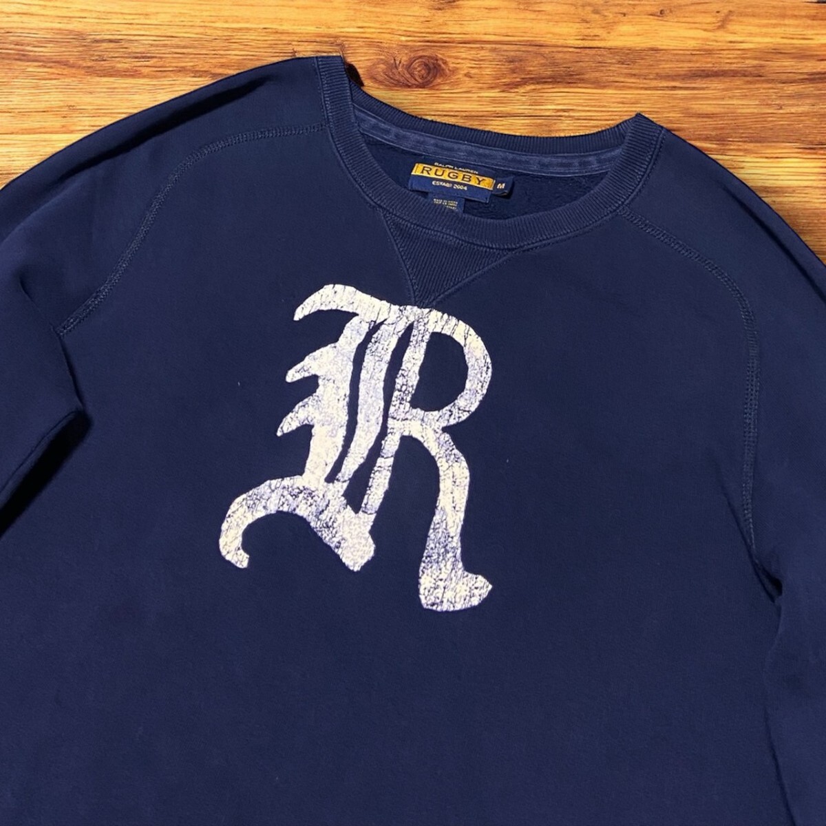 RUGBY ラグビー RALPH LAUREN ラルフローレン 前V フリーダムスリーブ 裏起毛 スウェット トレーナー★Mサイズ★古着★