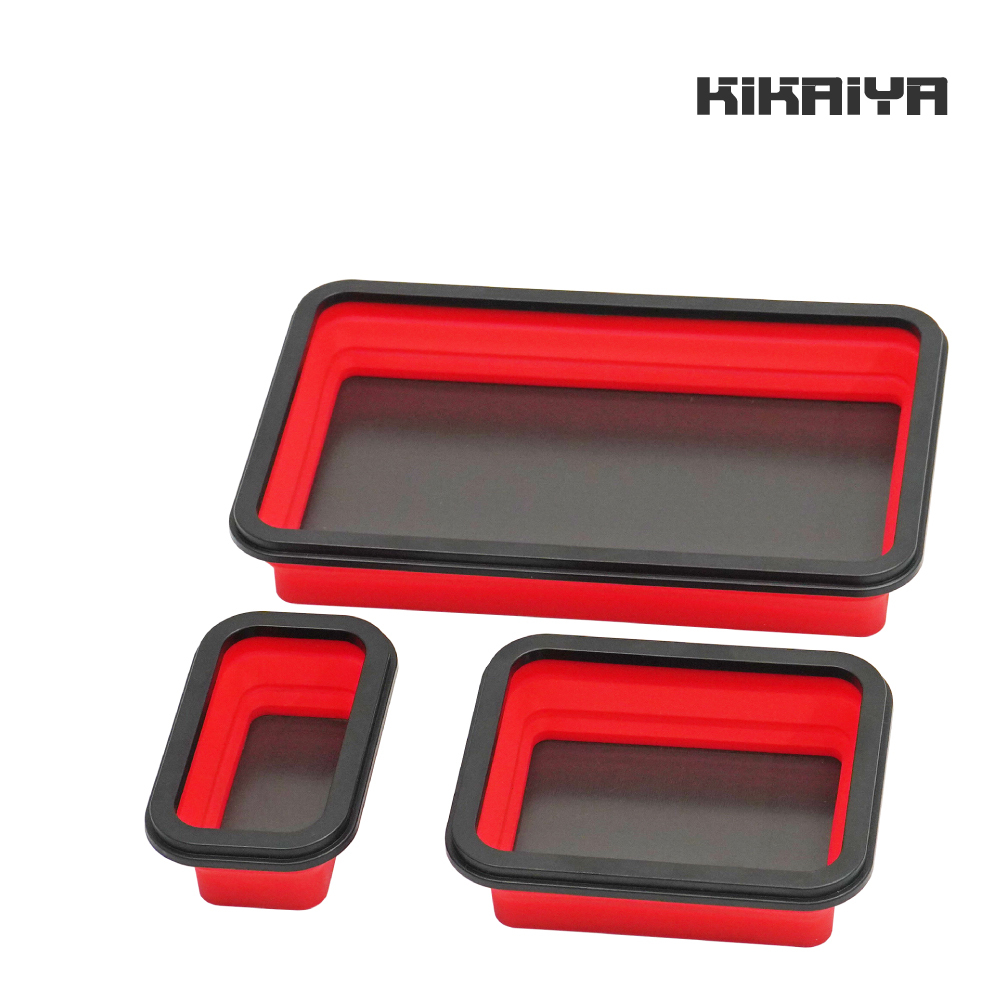 マグネットトレー マグネットトレイ セット ブラック×レッド 3PCS シリコン 樹脂 小物 部品 収納 整理 KIKAIYA