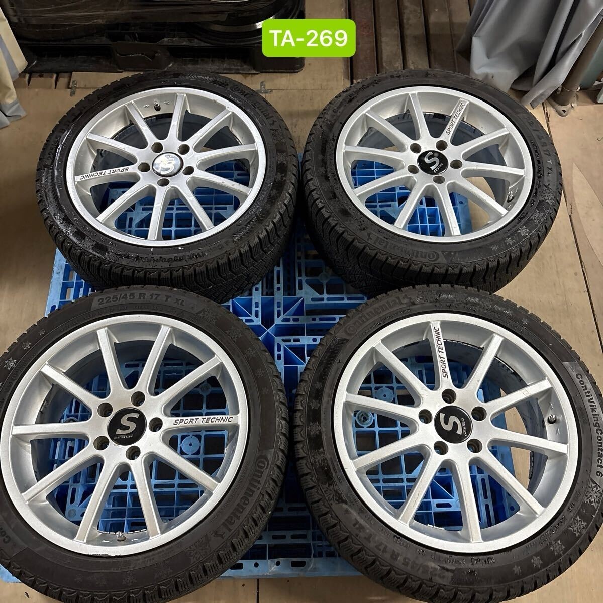 TA-269 激安 ホイール SPORT TECHNIC 17インチ 7J +50 PCD112 5H Continental 225/45R17 4本セット( ベンツ BAクラス CLA 現状品