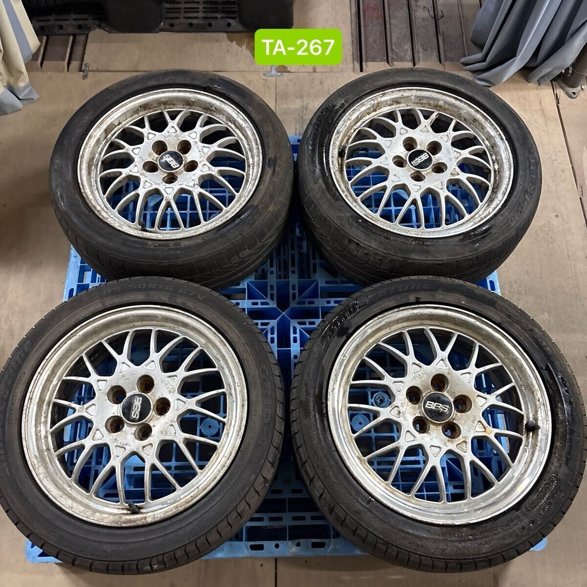 TA-267 激安 ホイール スバル 純正 オプション BBS 16インチ 6.5J +55 PCD100 5H 205/50R16 4本セット( レガシィ インプレッサ 86現状品