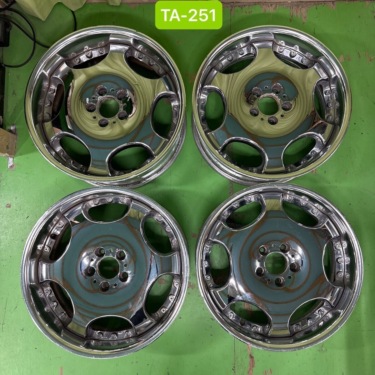 TA-251 激安 ホイール AME SHALLEN 19インチ 8J +38 9J +38 PCD114.3 5H 4本セット( クラウン アリスト マークX カムリ 等)現状品