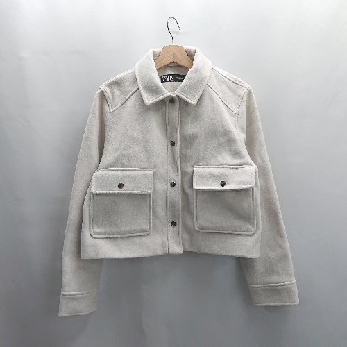 ◇ ⊇ ZARA ザラ ショート丈 長袖 CPOジャケット サイズEUR L アイボリー レディース E