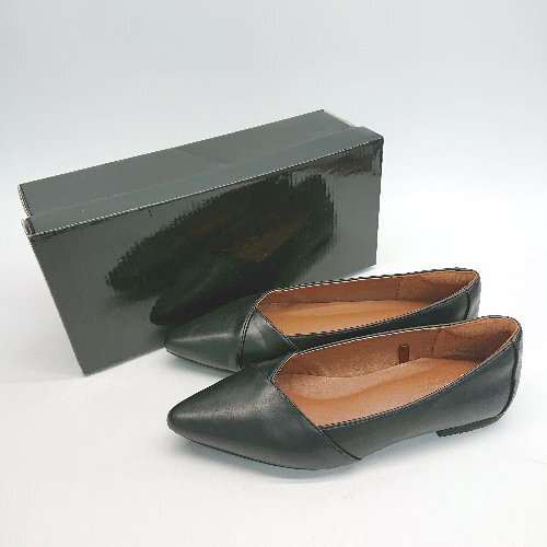 ◇ ◎ AZUL BY MOUSSY シンプル ポインテッドトゥ フラット カジュアル パンプス サイズM ブラック レディース E