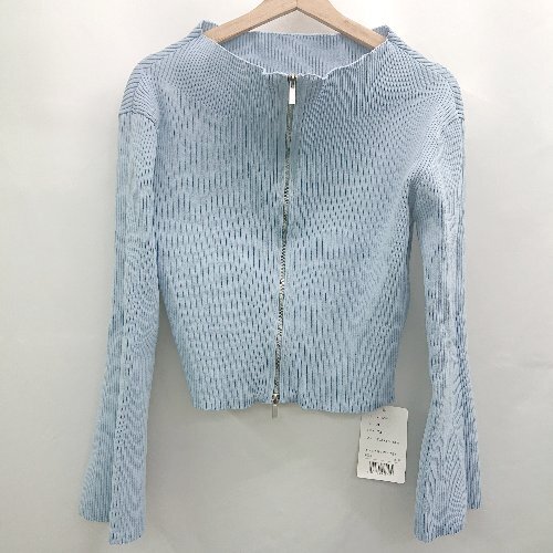 ◇ ◎ ●未使用● ⊆ mily bilet ミウィビレット ダブルジップアップ 長袖 ニット ブルゾン サイズXL ブルー レディース E