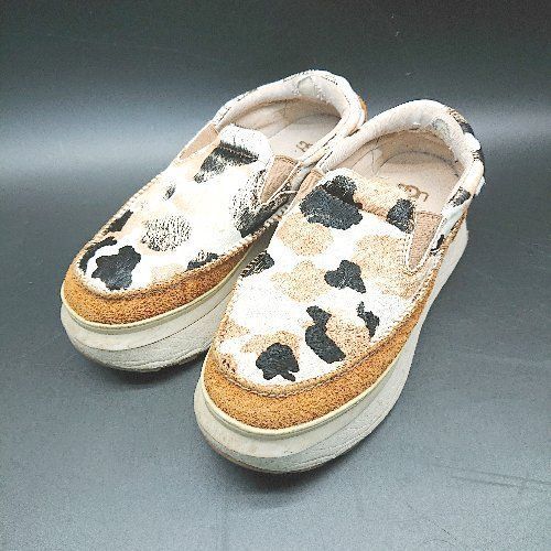 ◇ UGG アグ カウプリント 厚底 ストリート カジュアル クッション性 スリッポン サイズ24.0 ブラウン系 レディース E