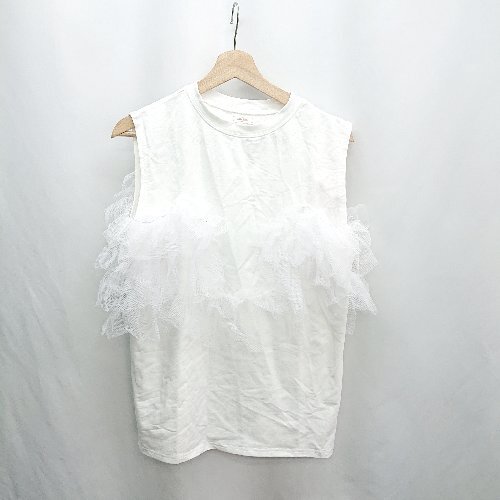 ◇ ⊂ ◎ ●未使用● mily bilet ミウィビレット レースデザイン Tシャツ サイズM ホワイト レディース E