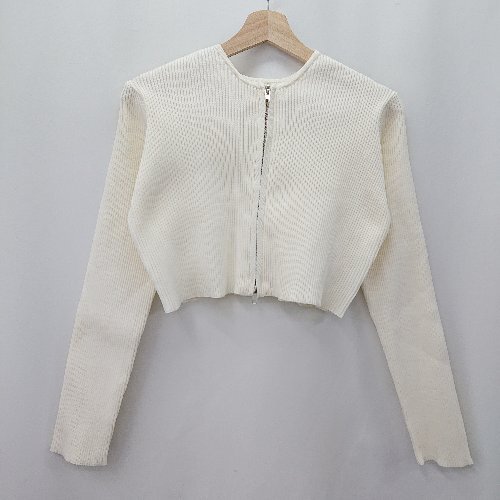 ◇ ◎●未使用● ⊇ GRL グレイル フロントジップ 長袖 カットソー サイズF アイボリー系 レディース E