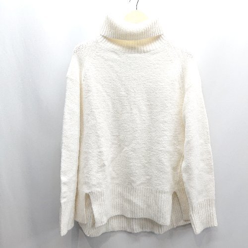 ◇ ⊇ ◎ ●未使用● AMERICAN HOLIC サイドスリット入り 長袖 ハイネックニット サイズM オフホワイト レディース E