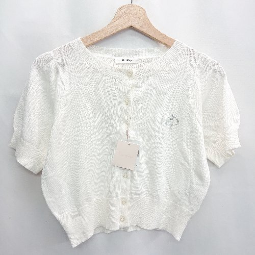 ◇ ⊂ ◎ ●未使用● Φ one after another NICE CLAUP 半袖 ブラウス サイズF ホワイト レディース E