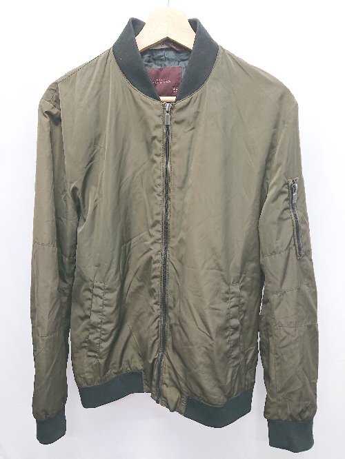 ◇ ⊇ ZARA MAN ザラ マン ジップアップ 長袖 MA-1 ジャケット サイズ　EUR M USA M MEX 40 カーキ メンズ E